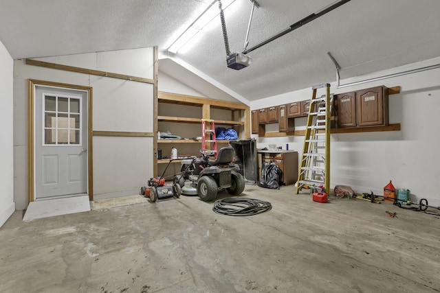 garage with a garage door opener