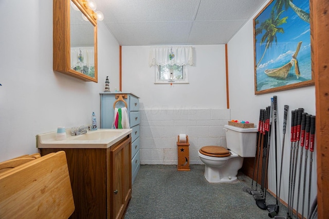 5965 Lucky Charm Dr, Galloway, OH 43119 - bathroom featuring toilet, vanity, and a drop ceiling