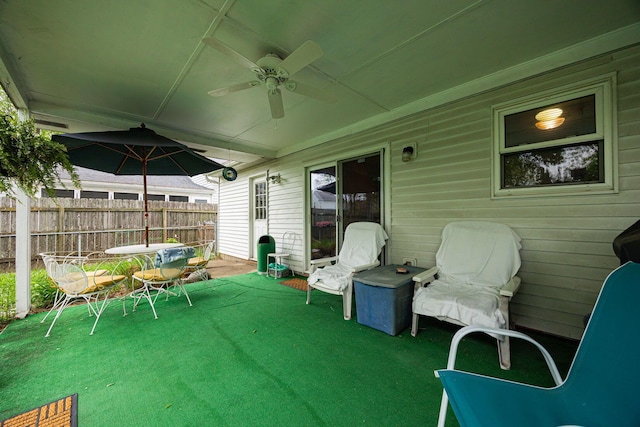 5965 Lucky Charm Dr, Galloway, OH 43119 - view of patio / terrace with a ceiling fan