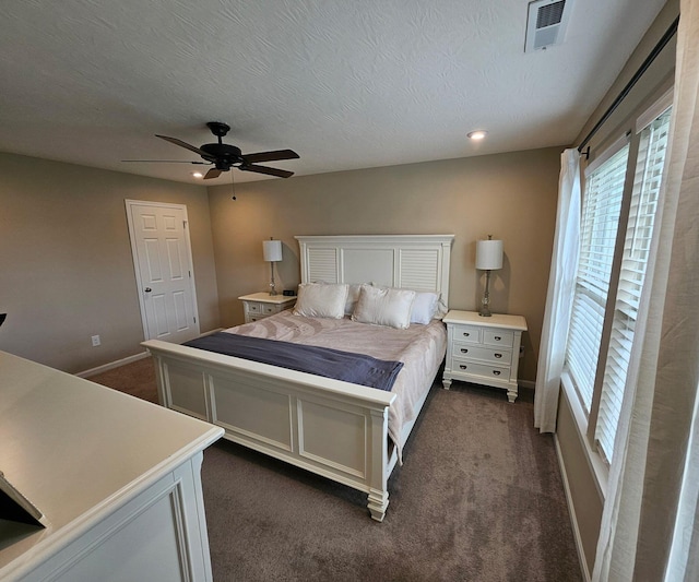 7540 Twisted Bark Dr, Canal Winchester, OH 43110 - bedroom featuring dark colored carpet, baseboards, ceiling fan, and recessed lighting