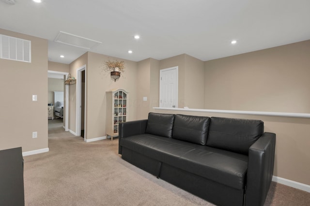 7540 Twisted Bark Dr, Canal Winchester, OH 43110 - living room with attic access, carpet, and recessed lighting