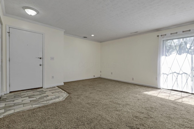 625 Country Club Dr Unit E4, Newark, OH 43055 - unfurnished room featuring carpet flooring, crown molding, baseboards, a textured ceiling, and recessed lighting