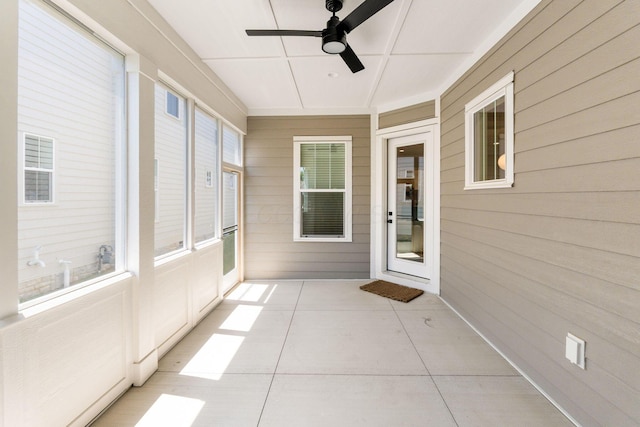 5599 Piatt Rd, Lewis Center, OH 43035 - unfurnished sunroom with a ceiling fan