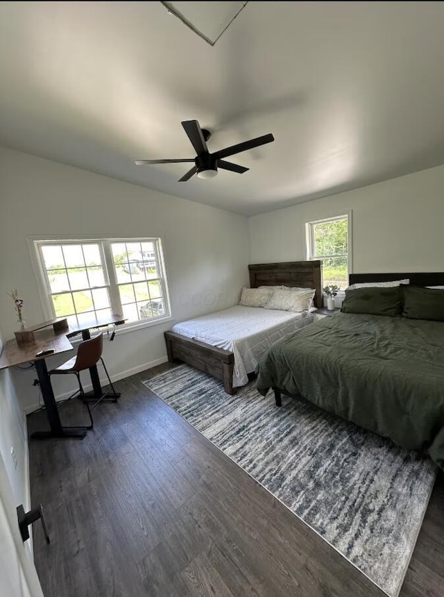 4320 Jacktown Rd, Ostrander, OH 43061 - bedroom with wood finished floors, baseboards, and a ceiling fan