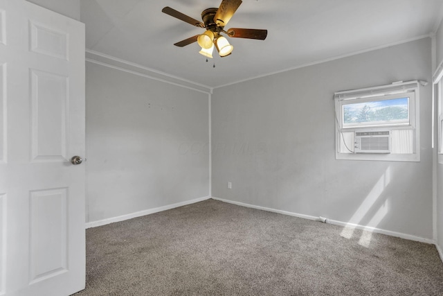 392 S Hampton Rd, Columbus, OH 43213 - spare room with carpet flooring, crown molding, ceiling fan, baseboards, and cooling unit