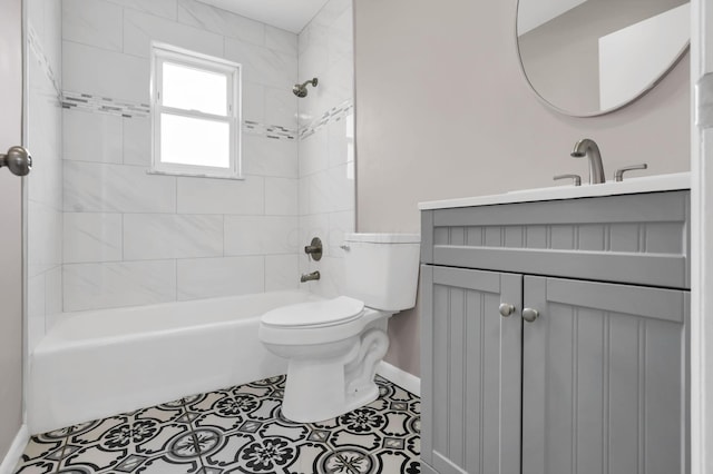 3197 E Ave, Columbus, OH 43207 - full bath featuring toilet, baseboards, vanity, shower / bathtub combination, and tile patterned floors