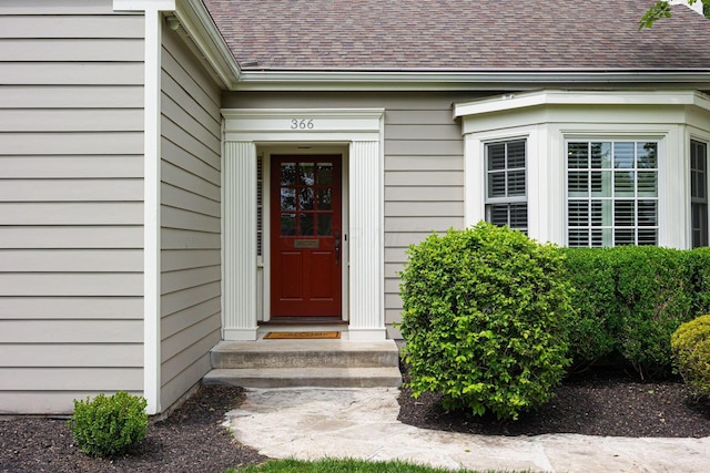 366 W S St, Worthington, OH 43085 - view of exterior entry featuring a shingled roof