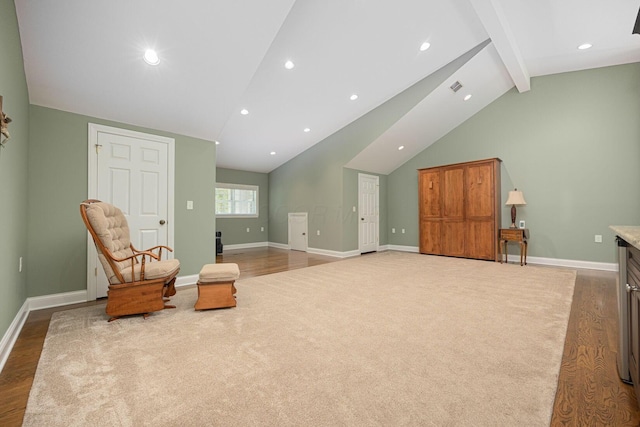 366 W S St, Worthington, OH 43085 - living area with carpet flooring, wood finished floors, and recessed lighting