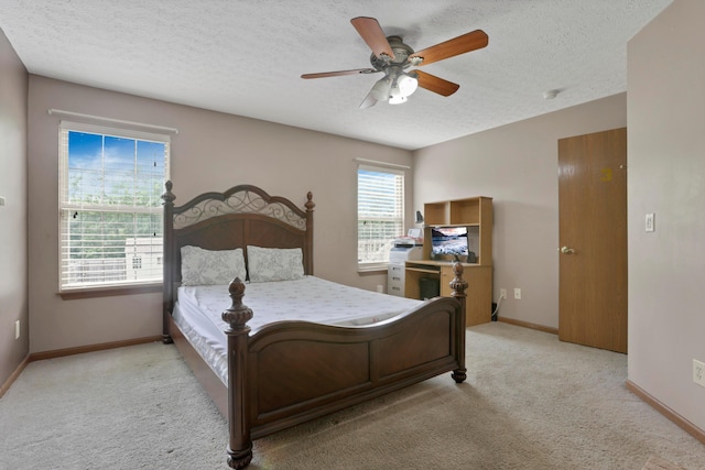4966 Brice Creek Dr, Canal Winchester, OH 43110 - bedroom featuring carpet flooring, a textured ceiling, ceiling fan, and baseboards