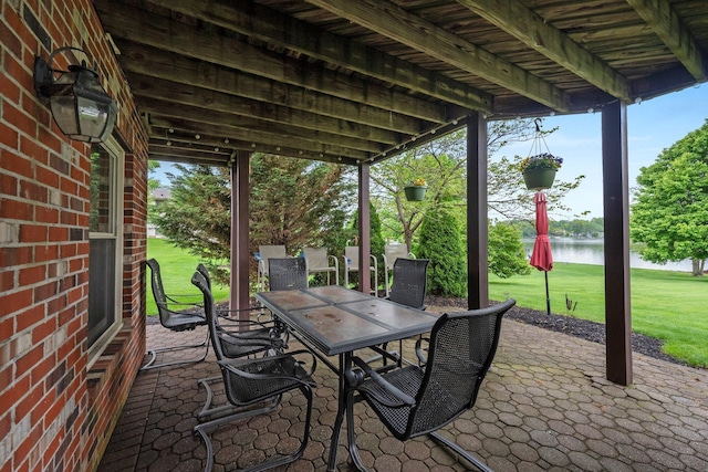 1244 E Choctaw Dr, London, OH 43140 - view of patio / terrace featuring a water view and outdoor dining space