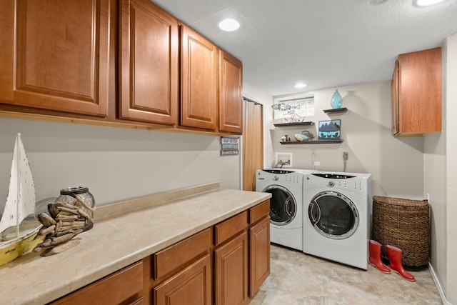 1244 E Choctaw Dr, London, OH 43140 - laundry room with washer and dryer, cabinet space, and recessed lighting
