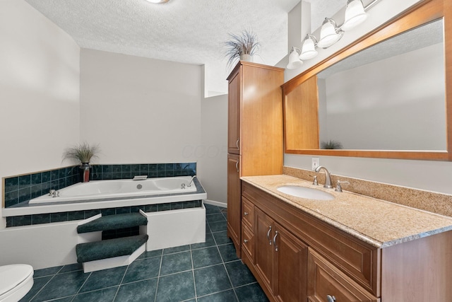 1244 E Choctaw Dr, London, OH 43140 - full bathroom with vanity, a bath, toilet, and tile patterned floors