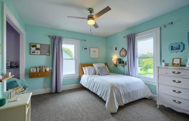841 E Mulberry St, Lancaster, OH 43130 - carpeted bedroom with baseboards and ceiling fan