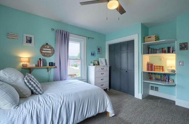 841 E Mulberry St, Lancaster, OH 43130 - bedroom featuring a closet, carpet flooring, and a ceiling fan
