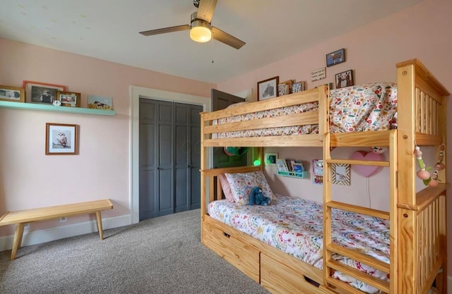 841 E Mulberry St, Lancaster, OH 43130 - bedroom with carpet floors, a closet, and a ceiling fan