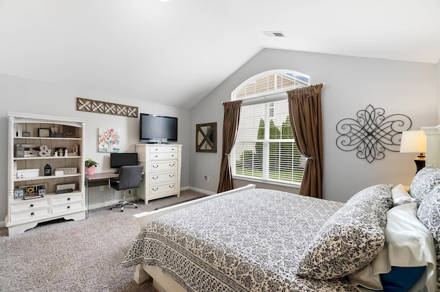4481 Newport Loop E, Grove City, OH 43123 - bedroom featuring vaulted ceiling, carpet, a desk, and baseboards