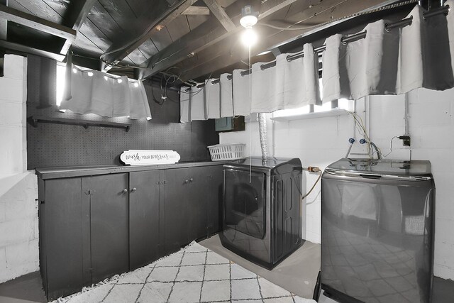 523 S Napoleon Ave, Columbus, OH 43213 - washroom featuring separate washer and dryer and concrete block wall
