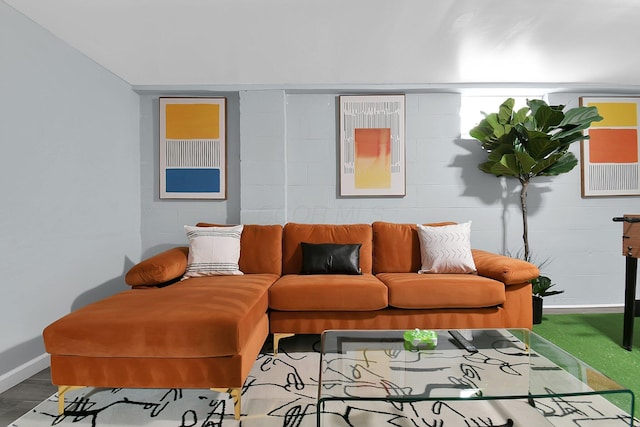 523 S Napoleon Ave, Columbus, OH 43213 - living area featuring baseboards and concrete block wall