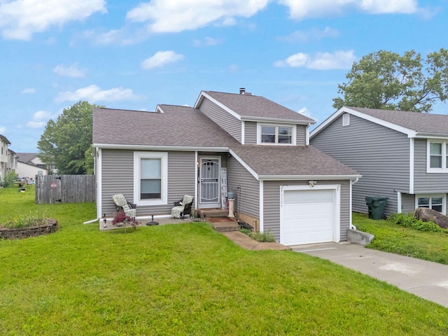 5309 Trillium Ct, Columbus, OH 43230 - split level home featuring concrete driveway, a shingled roof, and a garage