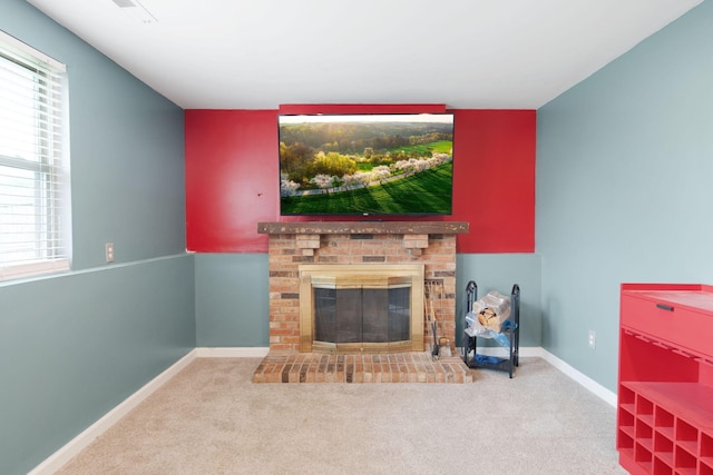 5309 Trillium Ct, Columbus, OH 43230 - living area featuring carpet floors, healthy amount of natural light, and a fireplace