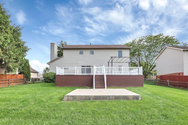 255 Oakview Ct, Pickerington, OH 43147 - rear view of house with a patio, a deck, a chimney, and stairway
