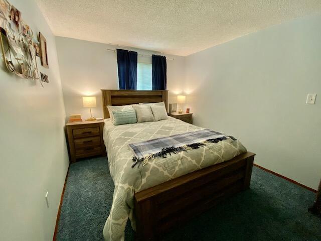 281 Bexford Rd, West Jefferson, OH 43162 - bedroom featuring carpet floors, a textured ceiling, and baseboards