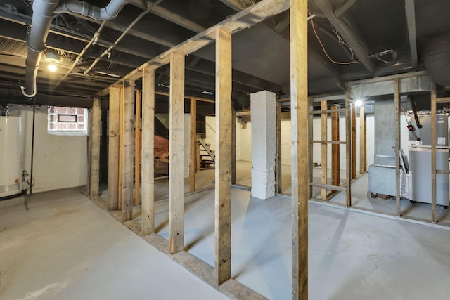 1195 E Whittier St, Columbus, OH 43206 - basement featuring water heater, stairs, and heating unit