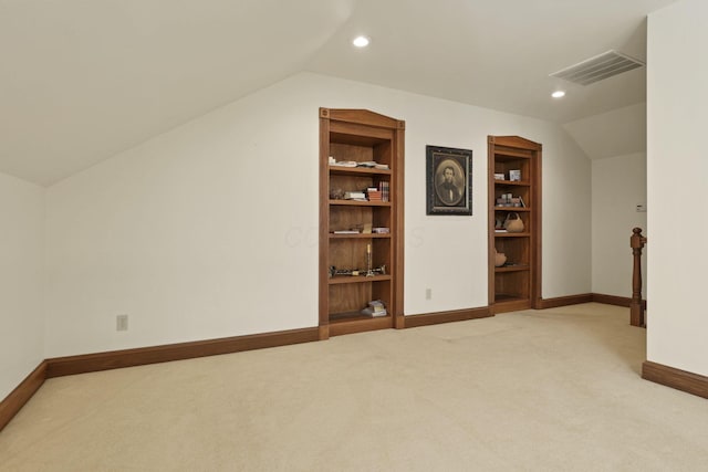 1200 Willow Rd, Springfield, OH 45502 - additional living space with lofted ceiling, light carpet, baseboards, recessed lighting, and built in features