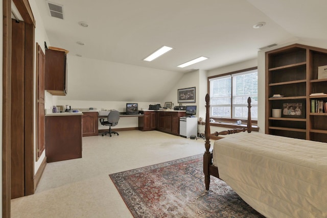 1200 Willow Rd, Springfield, OH 45502 - bedroom with vaulted ceiling, light colored carpet, a desk, and baseboards