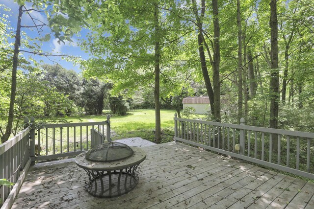 1200 Willow Rd, Springfield, OH 45502 - deck with a yard and view of wooded area