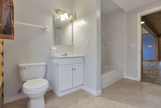 7760 Township Rd 177, Fredericktown, OH 43019 - full bath featuring baseboards, tile patterned flooring, a tub, and vanity