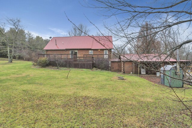 7760 Township Rd 177, Fredericktown, OH 43019 - view of grassy yard with a wooden deck