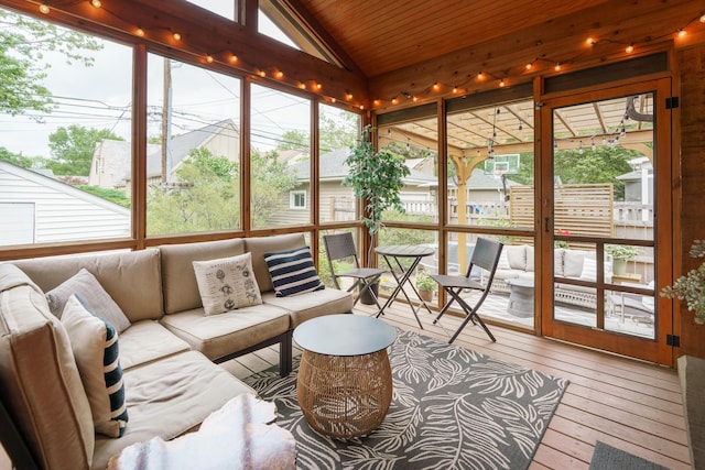 2454 Seneca Park Pl, Columbus, OH 43209 - sunroom with outdoor lounge area and vaulted ceiling