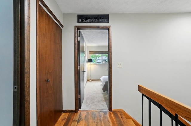 127 Saint Michelle St Unit 35B, Columbus, OH 43085 - corridor with wood finished floors, a textured ceiling, and baseboards