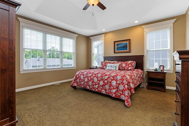 2036 Amber Wood Pl, Lancaster, OH 43130 - bedroom featuring carpet floors, baseboards, recessed lighting, and a ceiling fan