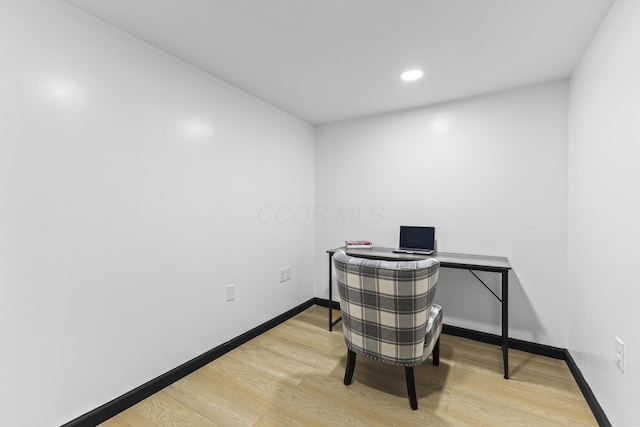 1530 Lexdale Dr, Reynoldsburg, OH 43068 - home office with light wood-style floors, baseboards, and recessed lighting