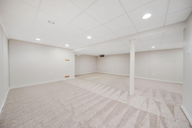 272 Trail E, Etna, OH 43062 - finished below grade area featuring carpet flooring, a paneled ceiling, recessed lighting, and baseboards