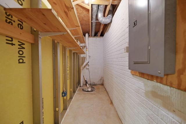 272 Trail E, Etna, OH 43062 - unfinished basement featuring electric panel and brick wall