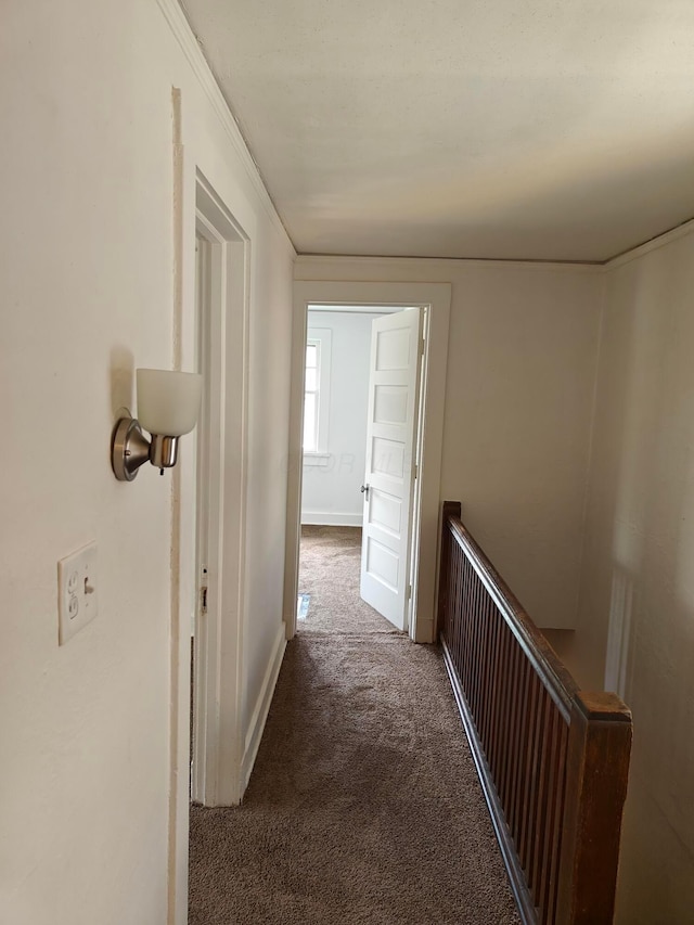 16 N 7th St, Newark, OH 43055 - hall featuring dark carpet and baseboards