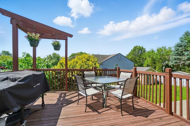 7221 Dewfall Dr, Reynoldsburg, OH 43068 - wooden deck featuring area for grilling and outdoor dining area