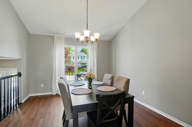 7221 Dewfall Dr, Reynoldsburg, OH 43068 - dining area with a chandelier, dark wood-type flooring, and baseboards