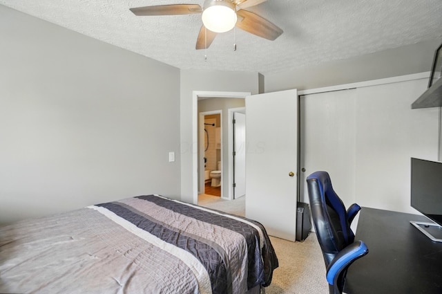 7221 Dewfall Dr, Reynoldsburg, OH 43068 - carpeted bedroom with a textured ceiling, ceiling fan, a closet, and an office area