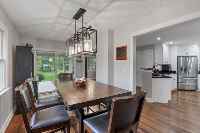 8270 Windy Hollow Rd, Johnstown, OH 43031 - dining area featuring dark wood-type flooring, recessed lighting, and baseboards