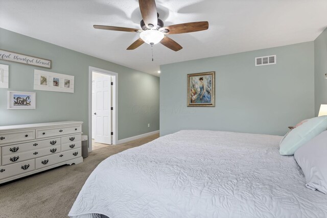 8270 Windy Hollow Rd, Johnstown, OH 43031 - bedroom with light carpet, a ceiling fan, and baseboards