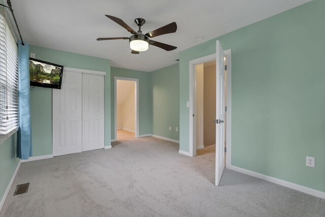 8270 Windy Hollow Rd, Johnstown, OH 43031 - unfurnished bedroom featuring carpet, a closet, baseboards, and ceiling fan