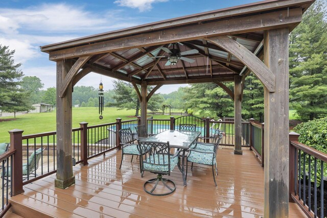 8270 Windy Hollow Rd, Johnstown, OH 43031 - deck with a gazebo, a lawn, and outdoor dining space