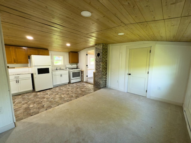 140 Sycamore St, Glouster, OH 45732 - unfurnished living room with wood ceiling, a sink, light colored carpet, and recessed lighting