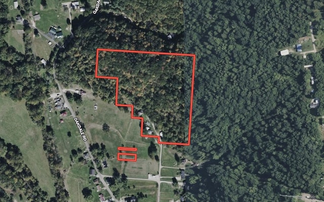 140 Sycamore St, Glouster, OH 45732 - aerial map of property and surrounding area featuring property parcel outlined