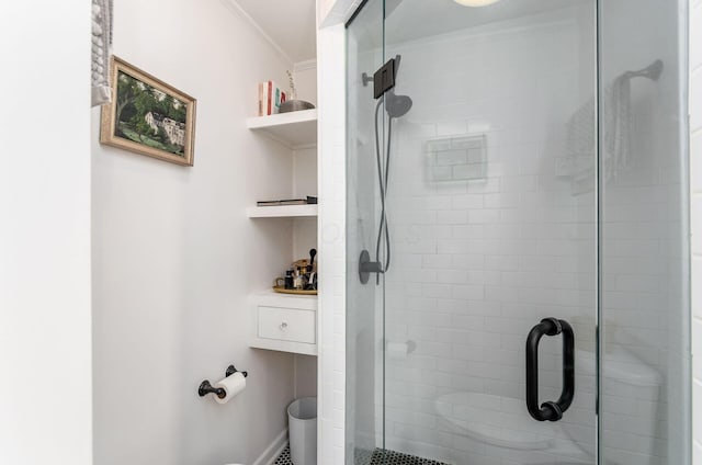 232 N Stanwood Rd, Columbus, OH 43209 - bathroom with a stall shower and crown molding