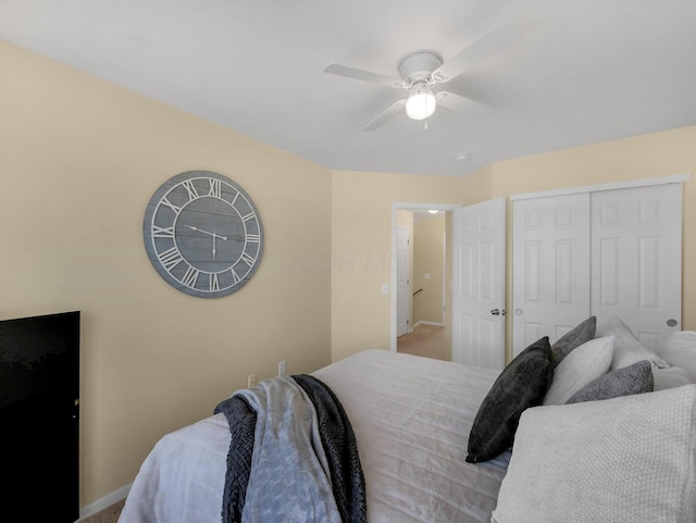 6010 Turnwood Dr Unit 703, Westerville, OH 43081 - bedroom featuring baseboards, ceiling fan, a closet, and carpet